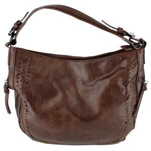 CTM Women's Synthetic Leather Adjustable Slouch Shoulder Handbag